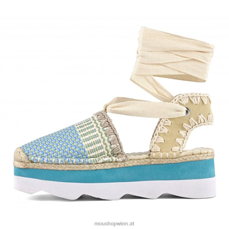 Frauen Espa-Sandale Mou P660X175 mehrfarbiger Bast/Wildleder