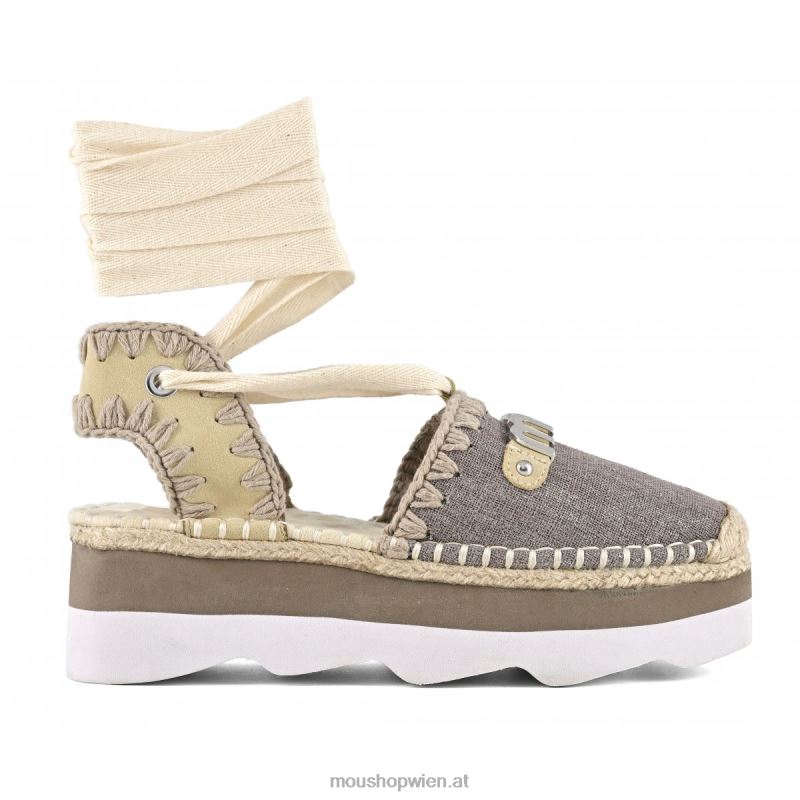 Frauen Espa-Sandale mit Logo Mou P660X176 Holzkohle