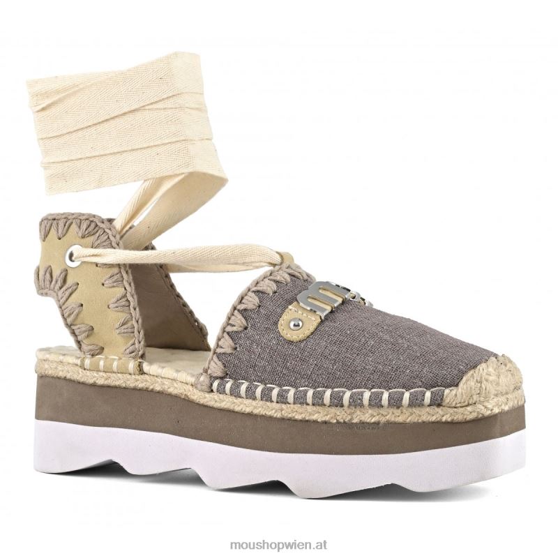 Frauen Espa-Sandale mit Logo Mou P660X176 Holzkohle