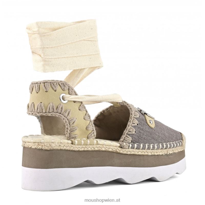 Frauen Espa-Sandale mit Logo Mou P660X176 Holzkohle