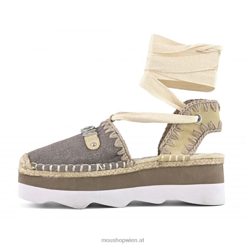 Frauen Espa-Sandale mit Logo Mou P660X176 Holzkohle