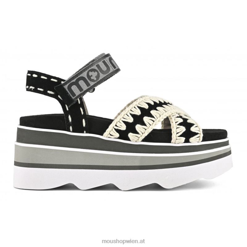 Frauen Eva-Keil kreuz und quer Mou P660X173 Schwarz