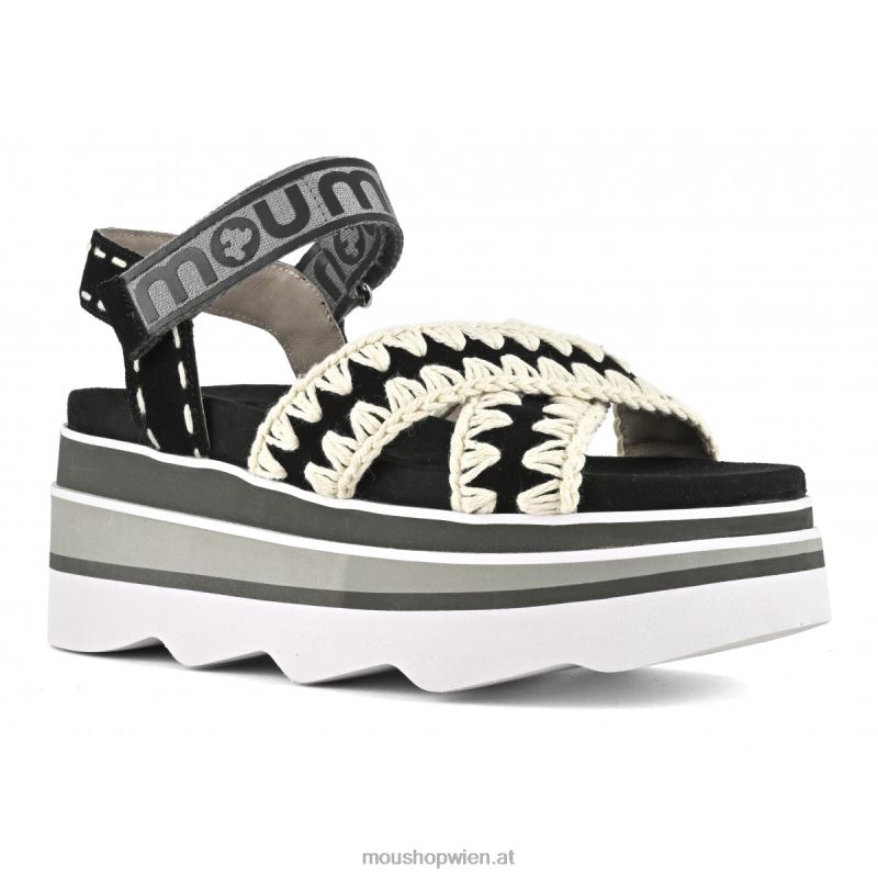Frauen Eva-Keil kreuz und quer Mou P660X173 Schwarz
