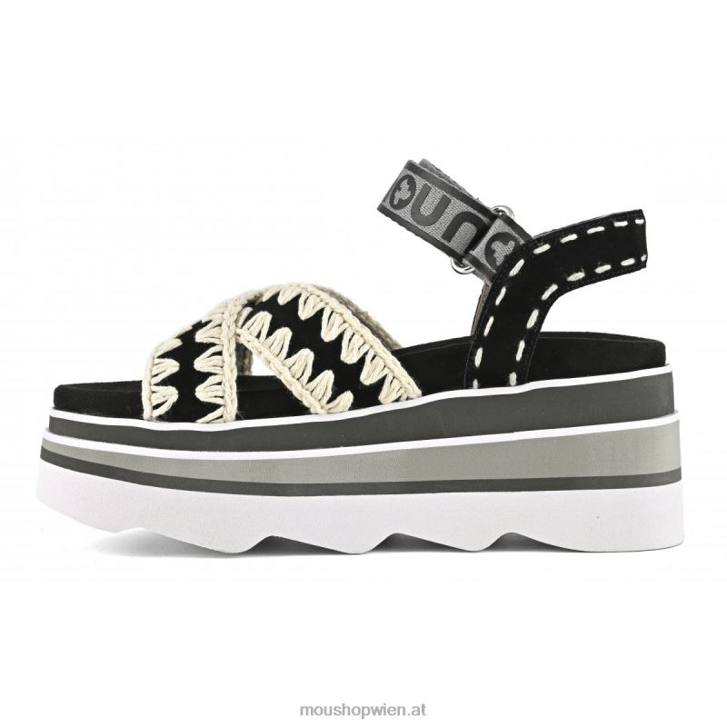 Frauen Eva-Keil kreuz und quer Mou P660X173 Schwarz