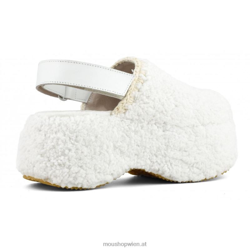 Frauen Klobiger Plateau-Slingback aus Sherpa-Fell Mou P660X144 Weiss