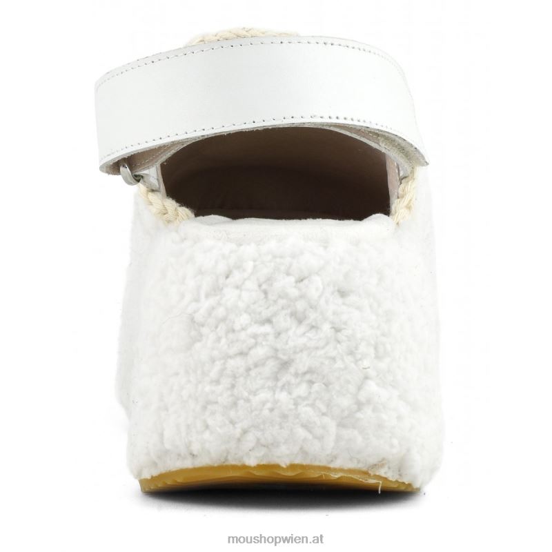 Frauen Klobiger Plateau-Slingback aus Sherpa-Fell Mou P660X144 Weiss