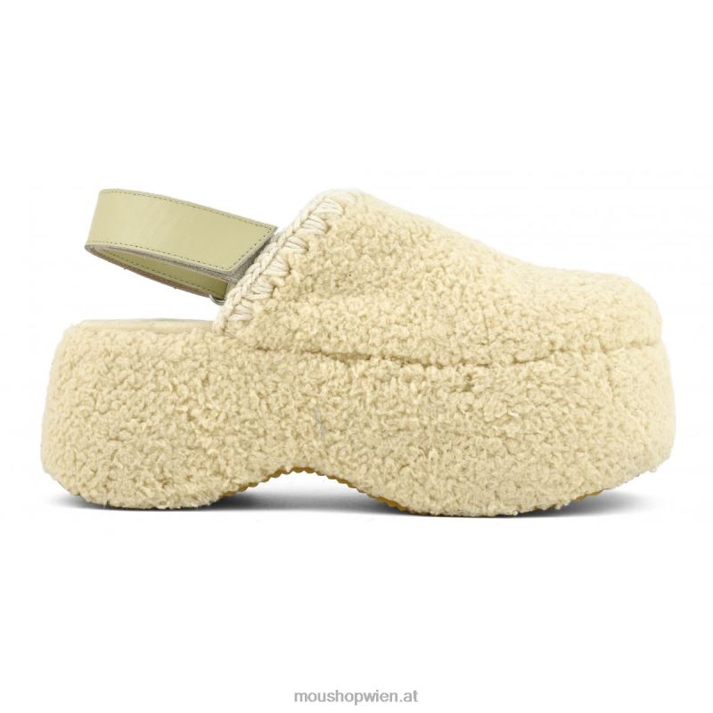 Frauen Klobiger Plateau-Slingback aus Sherpa-Fell Mou P660X146 Beige