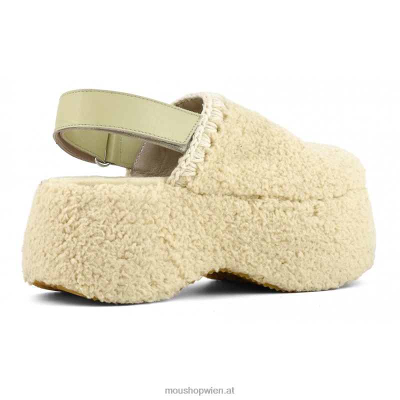 Frauen Klobiger Plateau-Slingback aus Sherpa-Fell Mou P660X146 Beige