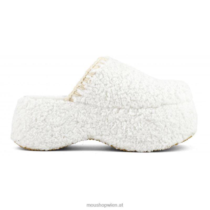 Frauen Klobiges Plateau-Sherpa-Pelz Mou P660X141 Weiss
