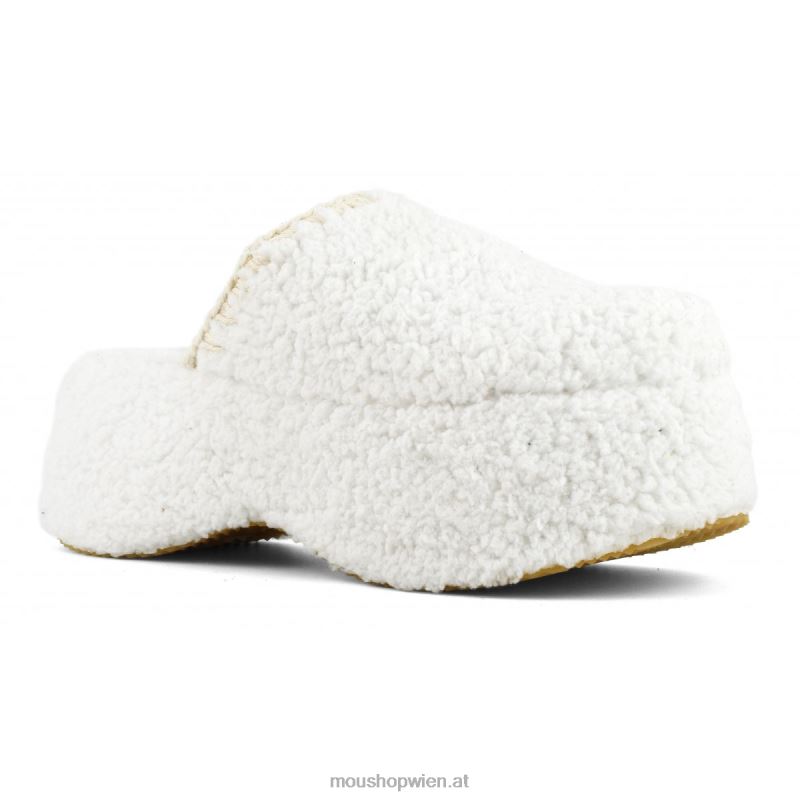 Frauen Klobiges Plateau-Sherpa-Pelz Mou P660X141 Weiss