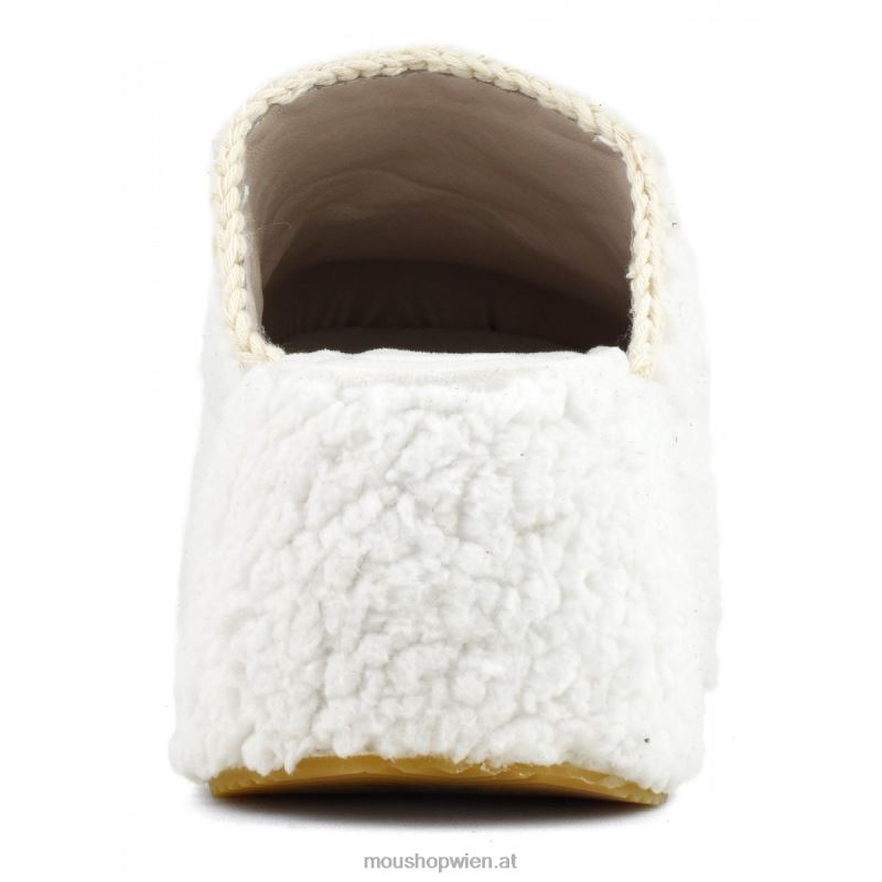 Frauen Klobiges Plateau-Sherpa-Pelz Mou P660X141 Weiss