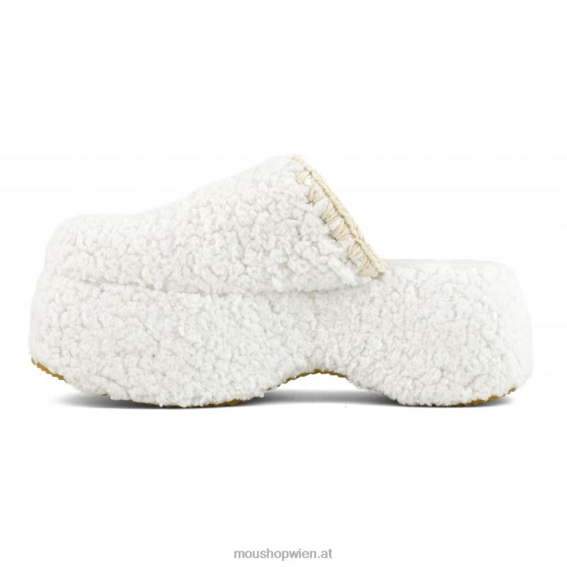 Frauen Klobiges Plateau-Sherpa-Pelz Mou P660X141 Weiss