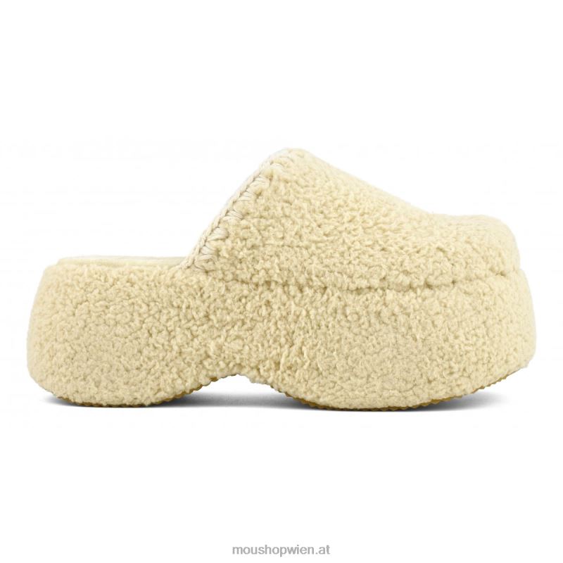 Frauen Klobiges Plateau-Sherpa-Pelz Mou P660X143 Beige