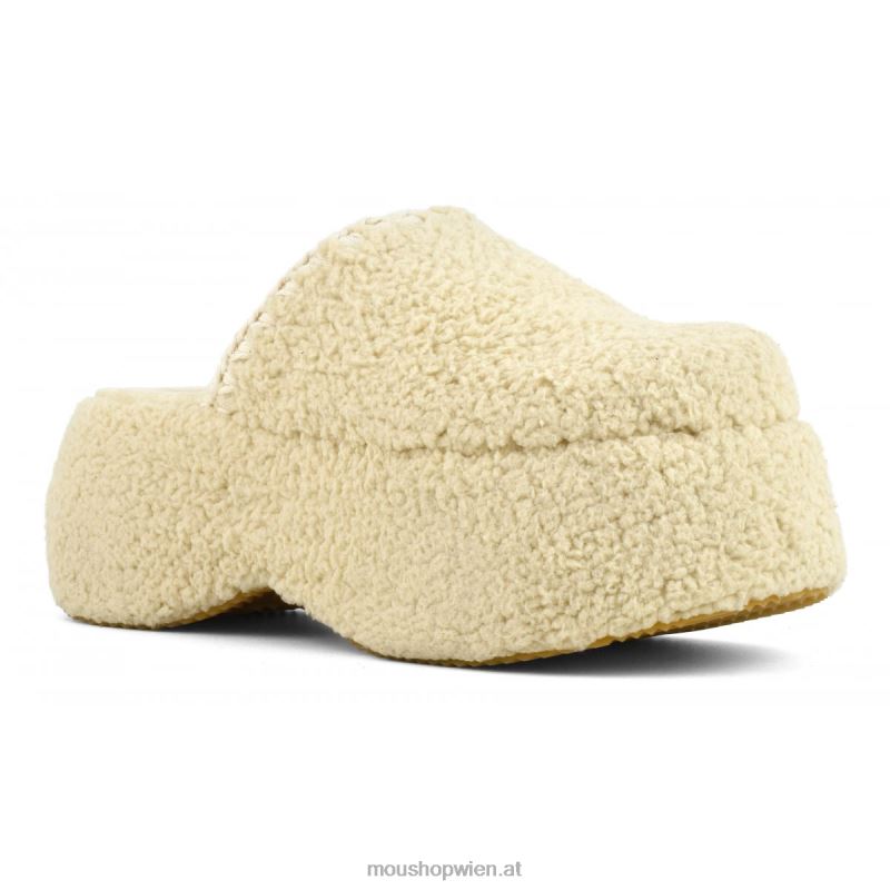 Frauen Klobiges Plateau-Sherpa-Pelz Mou P660X143 Beige