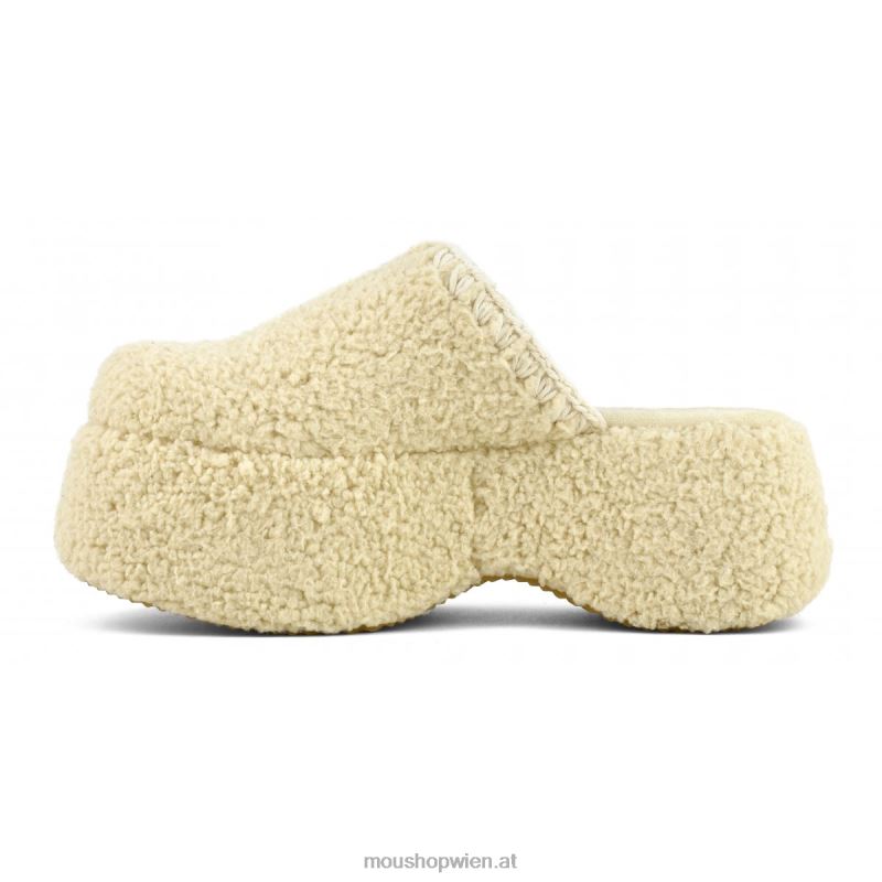 Frauen Klobiges Plateau-Sherpa-Pelz Mou P660X143 Beige