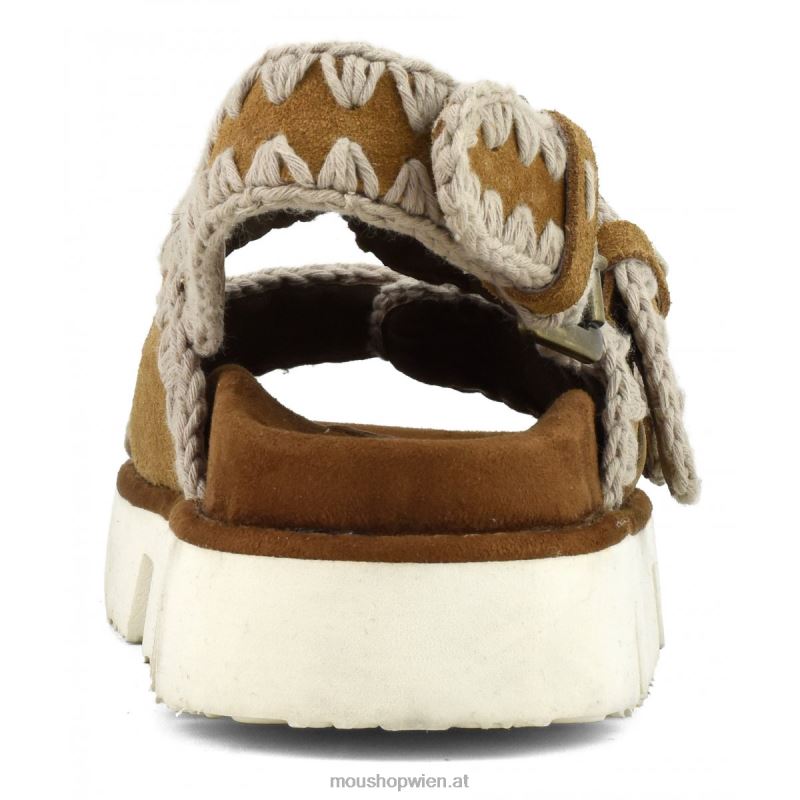 Frauen Neue Bio mit Schnallen und Rückengurt Mou P660X117 Cognac