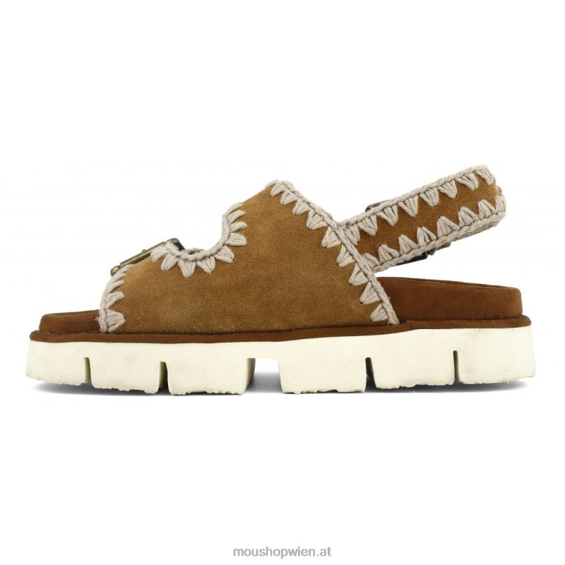 Frauen Neue Bio mit Schnallen und Rückengurt Mou P660X117 Cognac