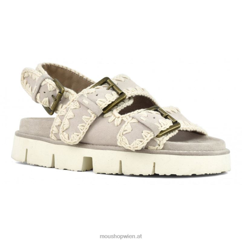 Frauen Neue Bio mit Schnallen und Rückengurt Mou P660X118 Kreide