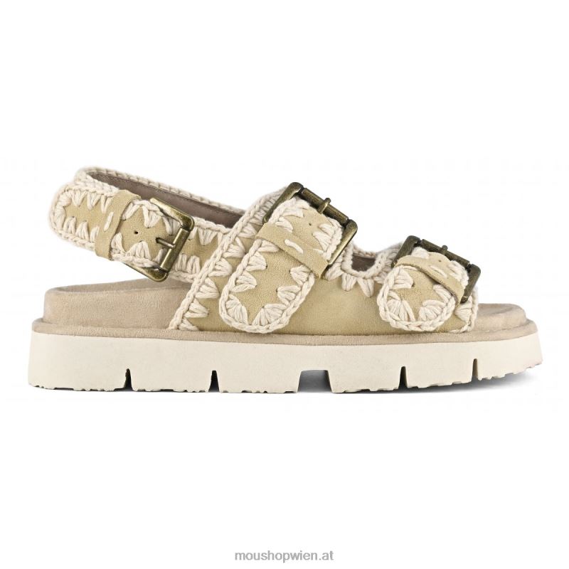 Frauen Neue Bio mit Schnallen und Rückengurt Mou P660X120 Weizen