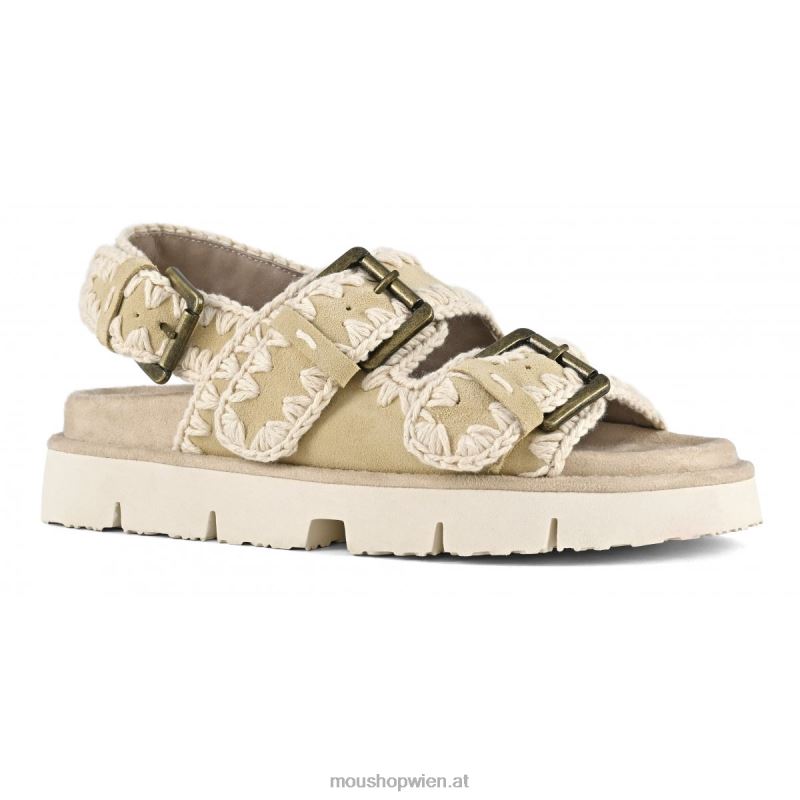 Frauen Neue Bio mit Schnallen und Rückengurt Mou P660X120 Weizen