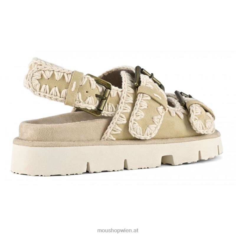 Frauen Neue Bio mit Schnallen und Rückengurt Mou P660X120 Weizen