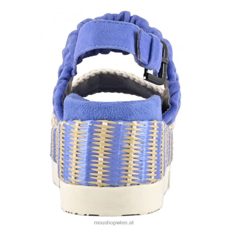 Frauen Obermaterial aus japanischem Zweiband-Wildleder und Bast Mou P660X189 blau