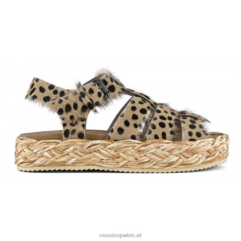 Frauen Sandale aus Bastgeflecht Mou P660X125 Gepard mit langen Haaren