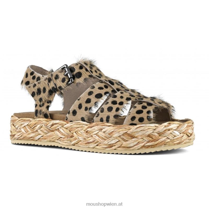 Frauen Sandale aus Bastgeflecht Mou P660X125 Gepard mit langen Haaren
