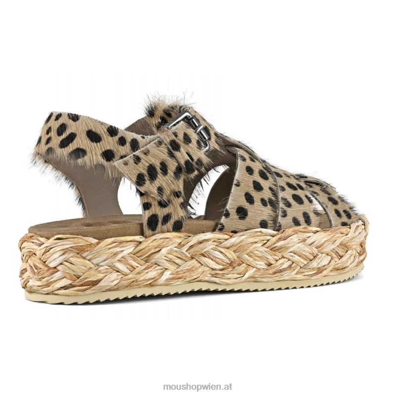 Frauen Sandale aus Bastgeflecht Mou P660X125 Gepard mit langen Haaren