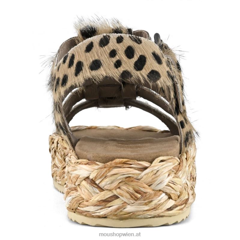 Frauen Sandale aus Bastgeflecht Mou P660X125 Gepard mit langen Haaren