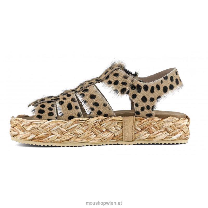 Frauen Sandale aus Bastgeflecht Mou P660X125 Gepard mit langen Haaren