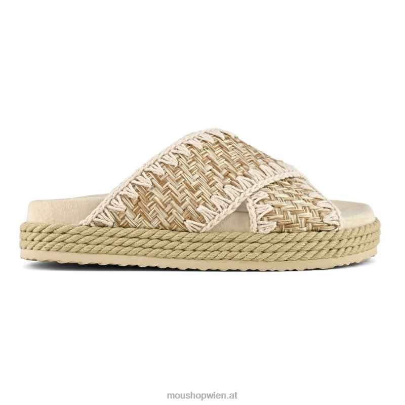 Frauen Seil-Bio-Sandale aus Textil überkreuzt Mou P660X128 natürlich