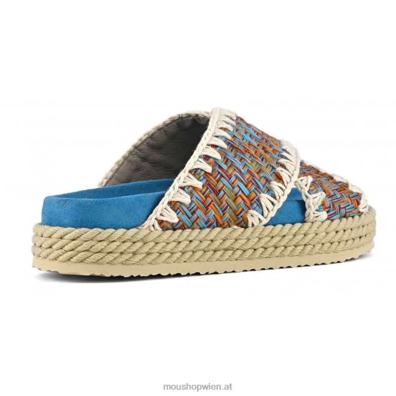 Frauen Seil-Bio-Sandale aus Textil überkreuzt Mou P660X129 Mehrfarben