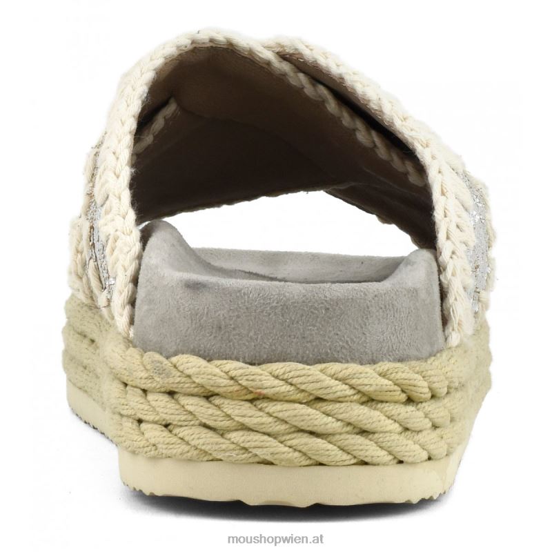 Frauen Seil-Bio-Sandale überkreuzt Mou P660X130 schneidet metallisches Silber