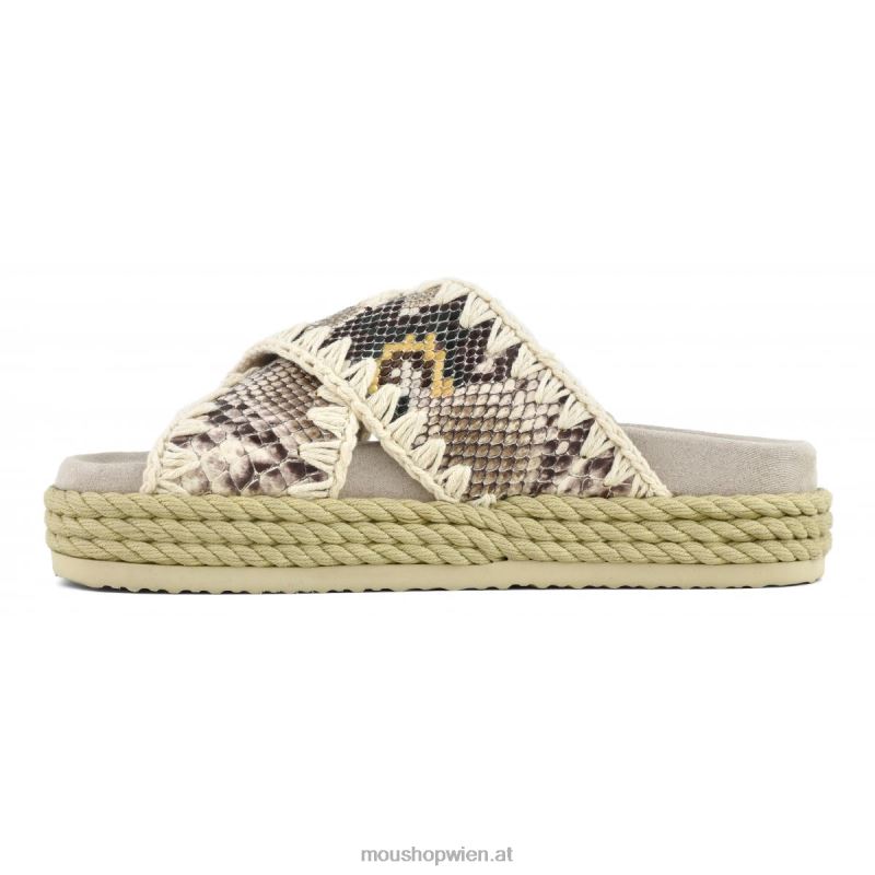 Frauen Seil-Bio-Sandale überkreuzt Mou P660X132 Felsenschlange