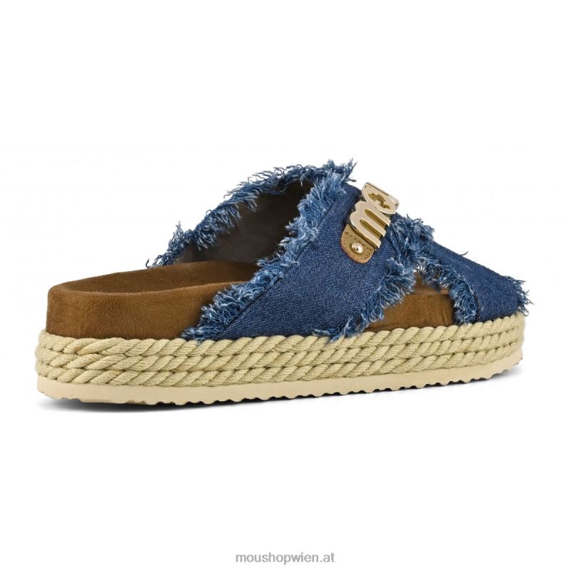 Frauen Seil-Bio-Sandale überkreuzt Mou P660X133 Denim