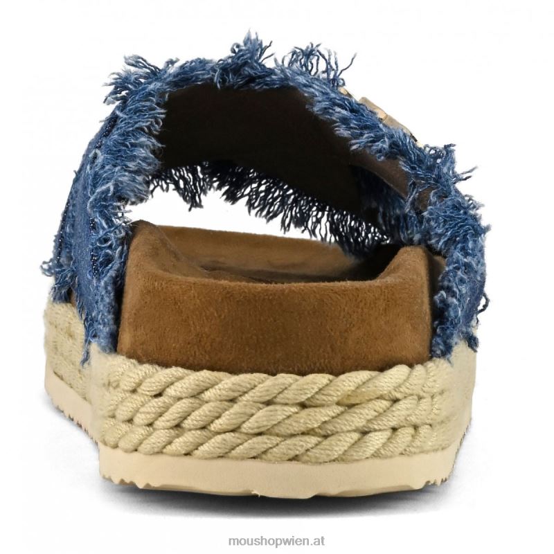 Frauen Seil-Bio-Sandale überkreuzt Mou P660X133 Denim