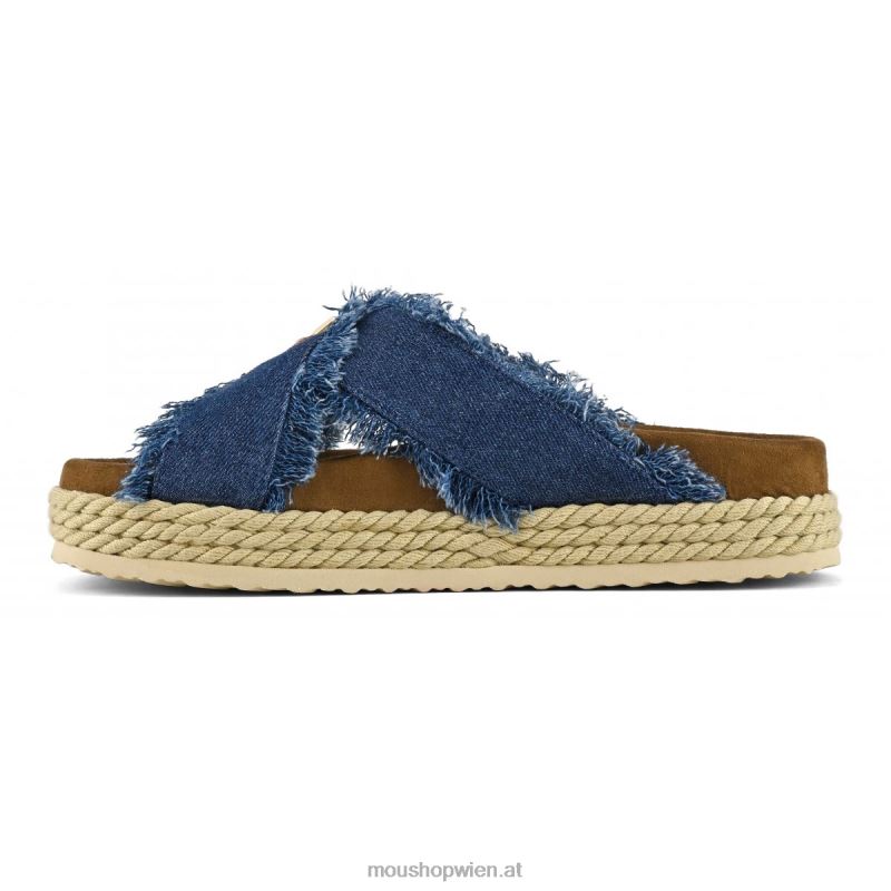 Frauen Seil-Bio-Sandale überkreuzt Mou P660X133 Denim