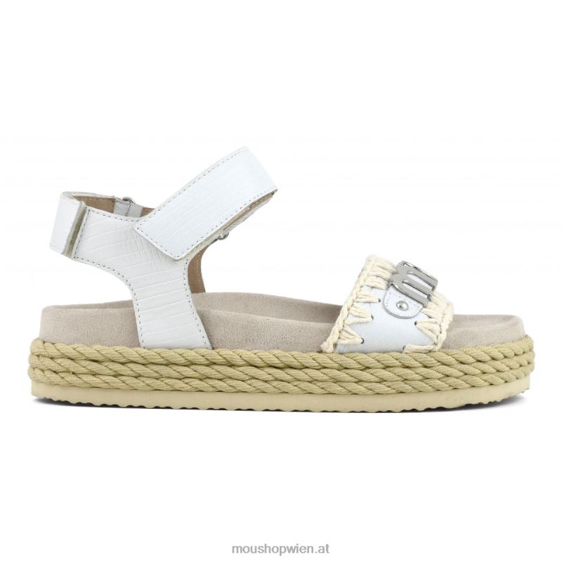 Frauen Seil-Bio-Sandalenriemen Mou P660X136 Eidechse weiß