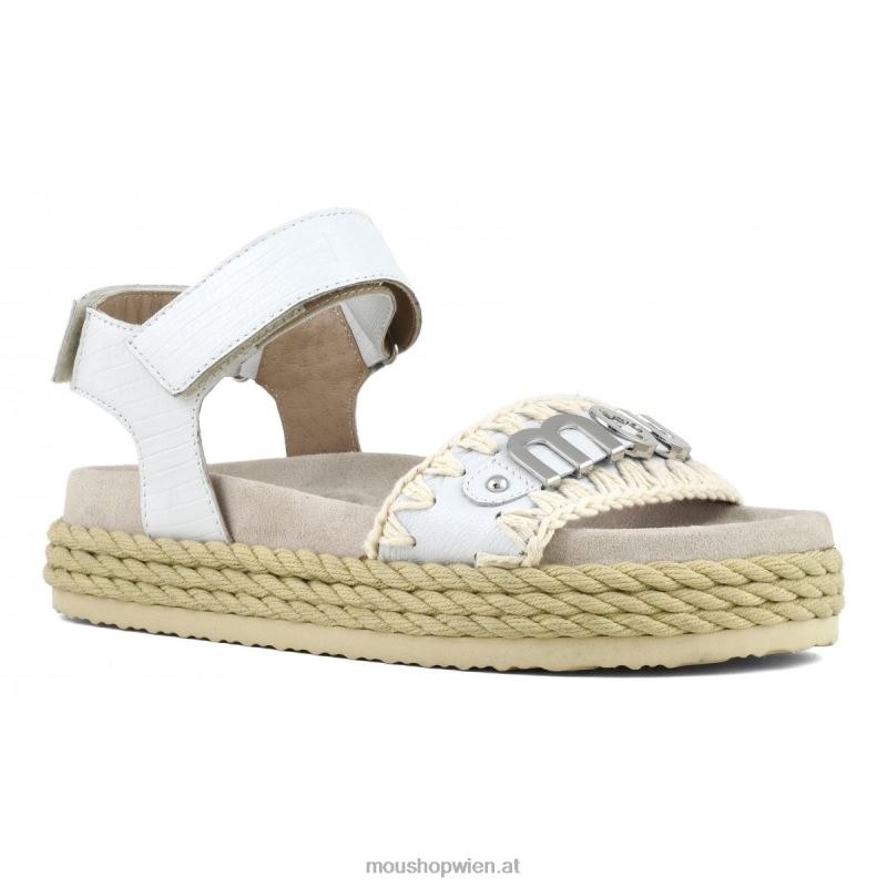 Frauen Seil-Bio-Sandalenriemen Mou P660X136 Eidechse weiß