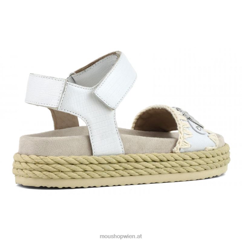Frauen Seil-Bio-Sandalenriemen Mou P660X136 Eidechse weiß