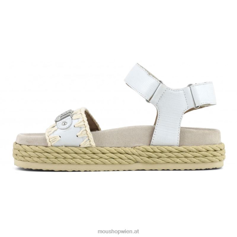 Frauen Seil-Bio-Sandalenriemen Mou P660X136 Eidechse weiß