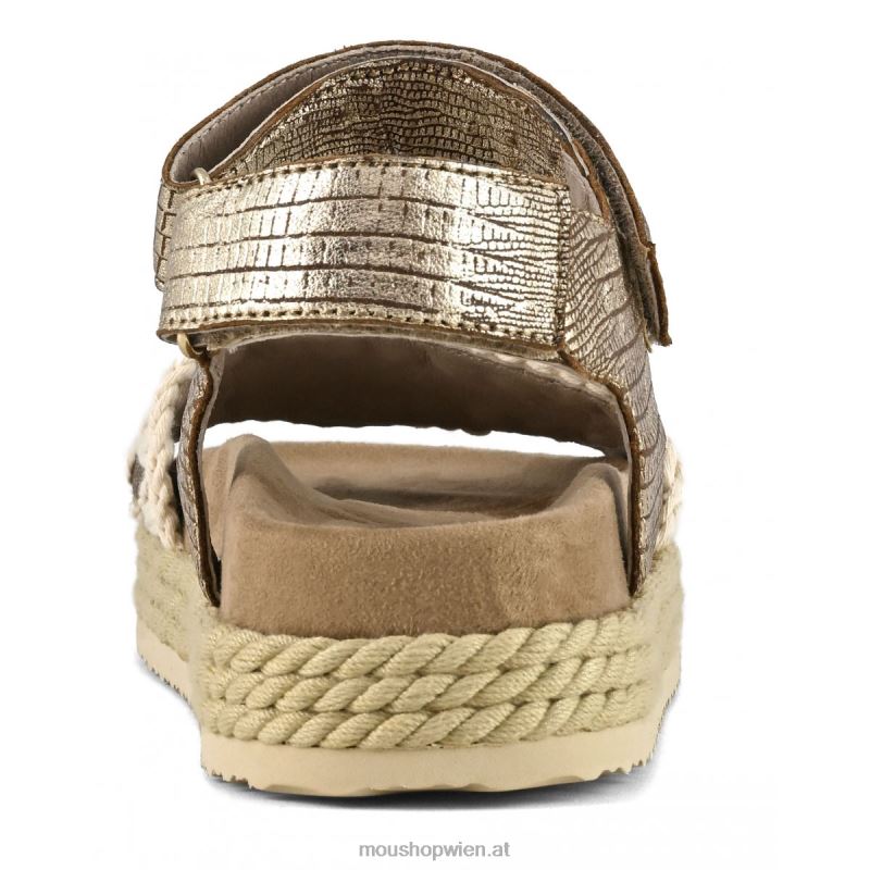 Frauen Seil-Bio-Sandalenriemen Mou P660X137 metallisches Eidechsengold