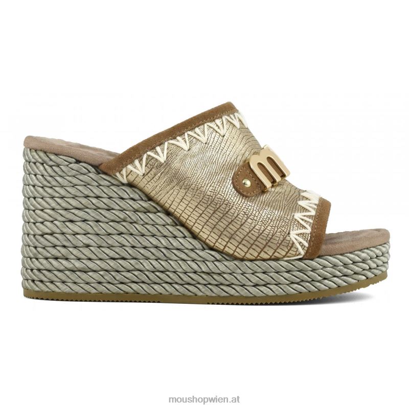 Frauen Seilkeil Mou P660X208 metallisches Eidechsengold