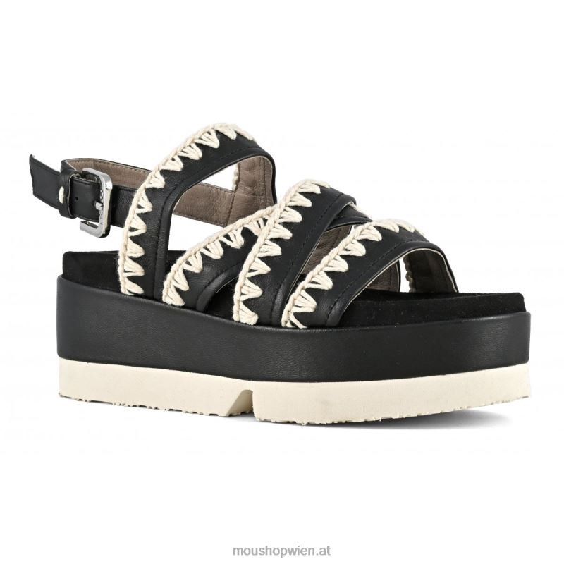 Frauen japanische Flachform Mou P660X183 Schwarz-Weiss