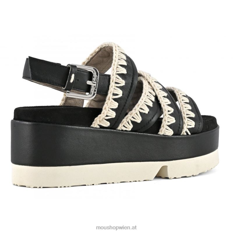 Frauen japanische Flachform Mou P660X183 Schwarz-Weiss