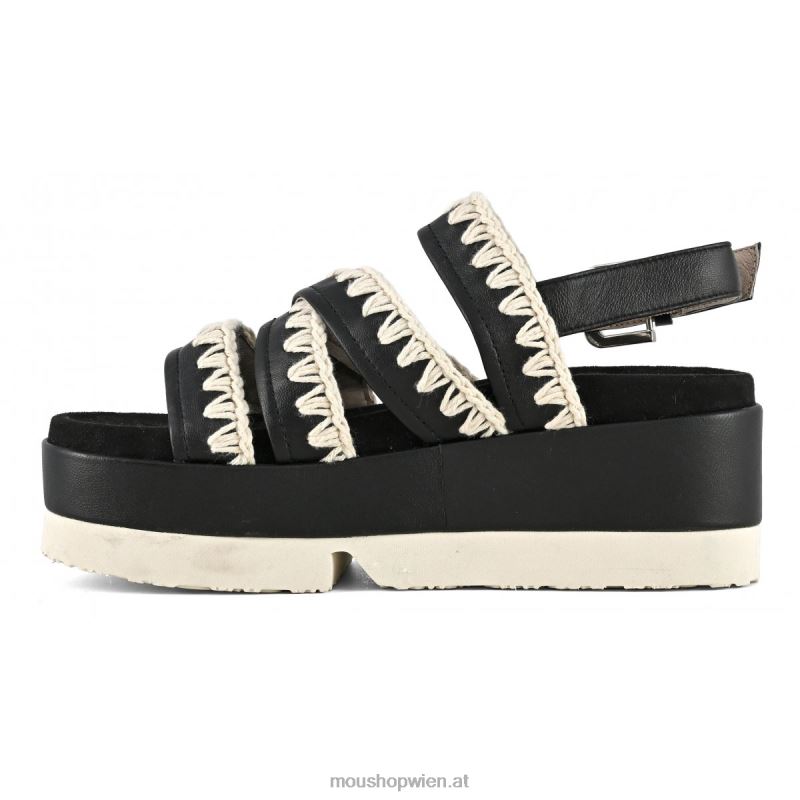 Frauen japanische Flachform Mou P660X183 Schwarz-Weiss