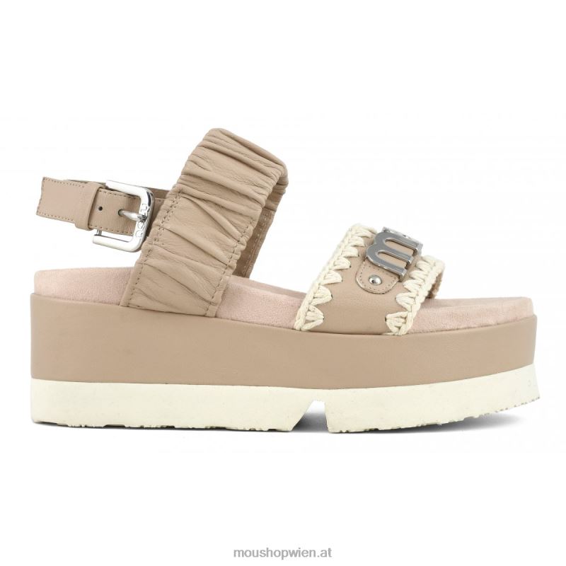 Frauen japanisches Obermaterial mit zwei Bändern Mou P660X185 Sand