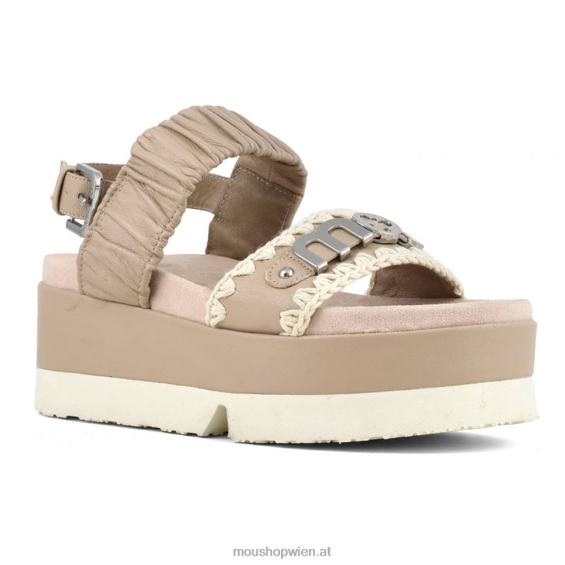 Frauen japanisches Obermaterial mit zwei Bändern Mou P660X185 Sand