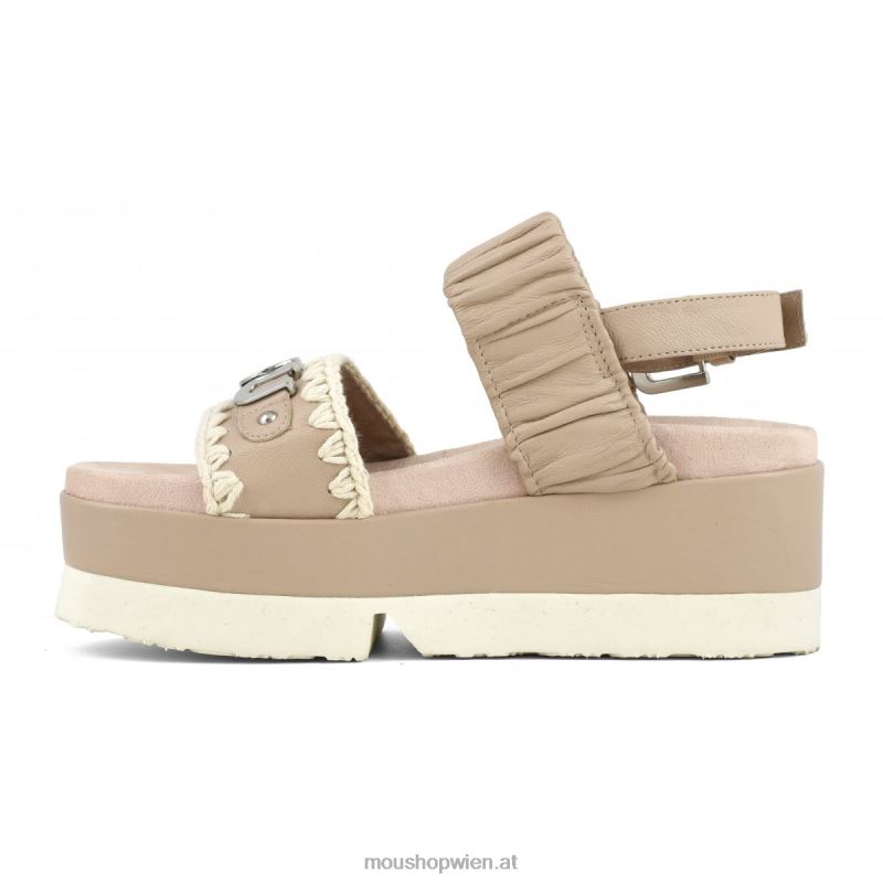 Frauen japanisches Obermaterial mit zwei Bändern Mou P660X185 Sand